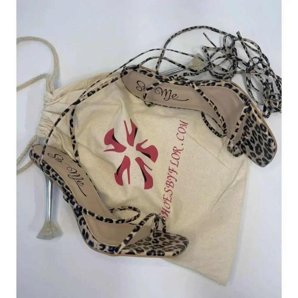SO ME / Lace Up / Leopard Print / Heels With Clear / Stiletto Heel / Strappy
